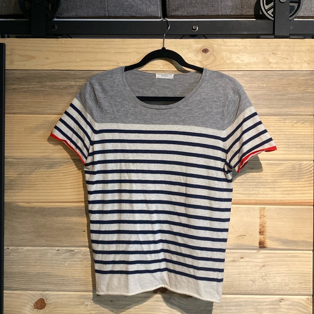 100% Cashmere Majestic Filatures crew neck short sleeve T-shirt  sweater size4/L